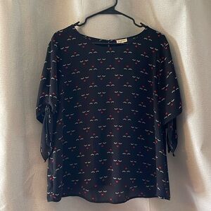 Lips & Lashes Cute Print Blouse | Work Shirt | Work Wear